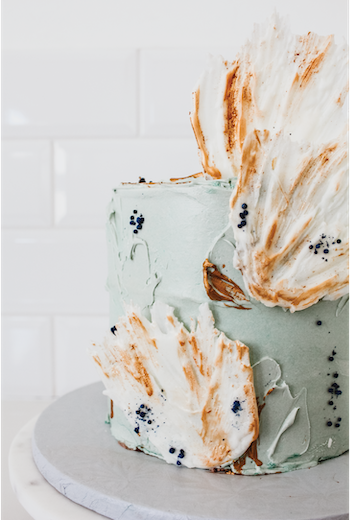 Birthday Cake Thea - sage green textured cake with white chocolate sails